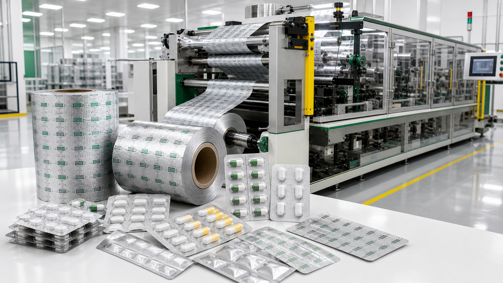 Pharmaceutical foil printing machine with printed output
