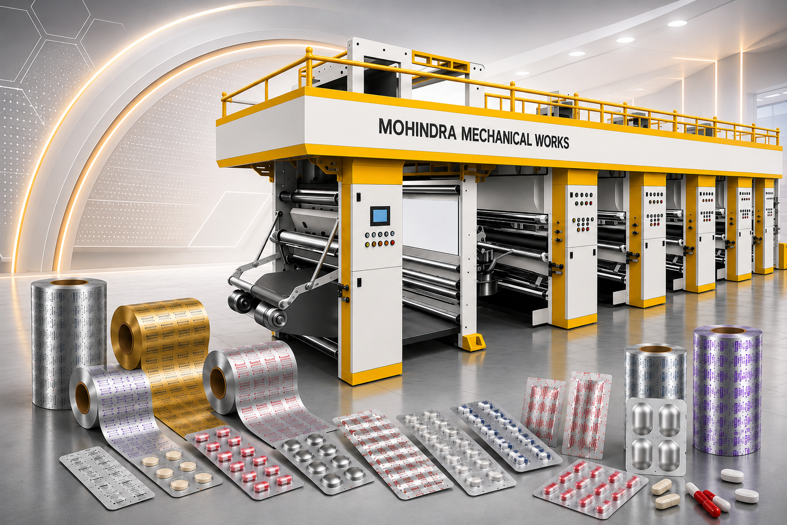 Pharmaceutical foil printing and lamination machine output